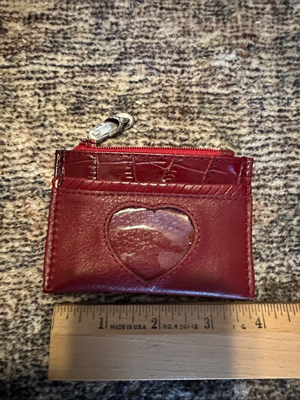 Brighton Red Heart Accent Leather Card Wallet